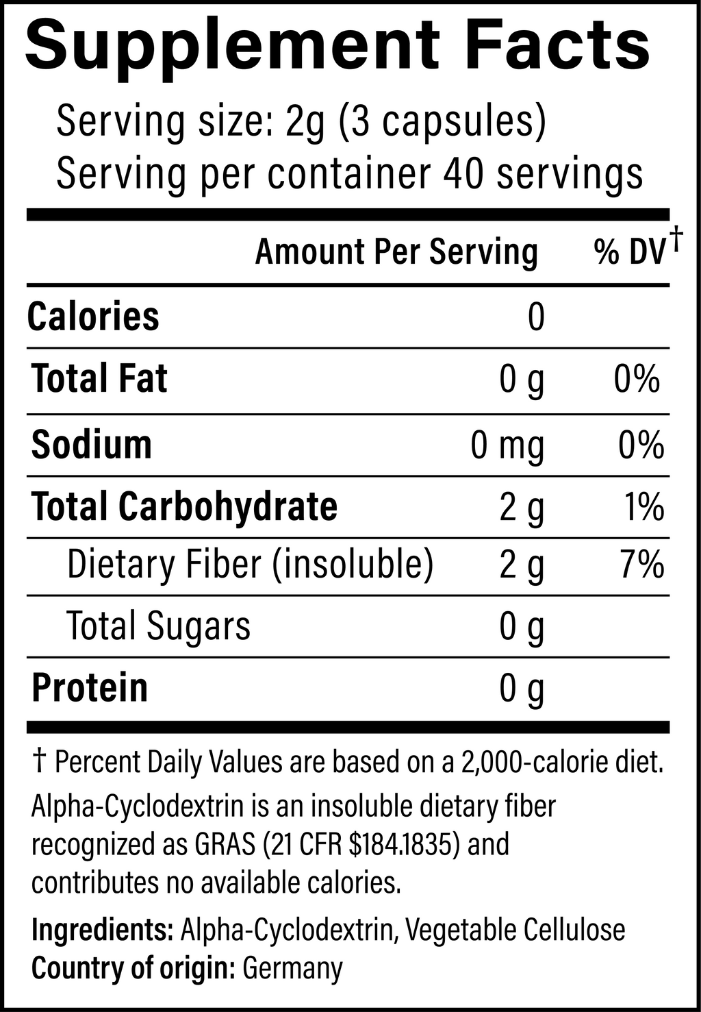 ALF Alpha-Cyclodextrin Fiber - 120 Capsule Supply