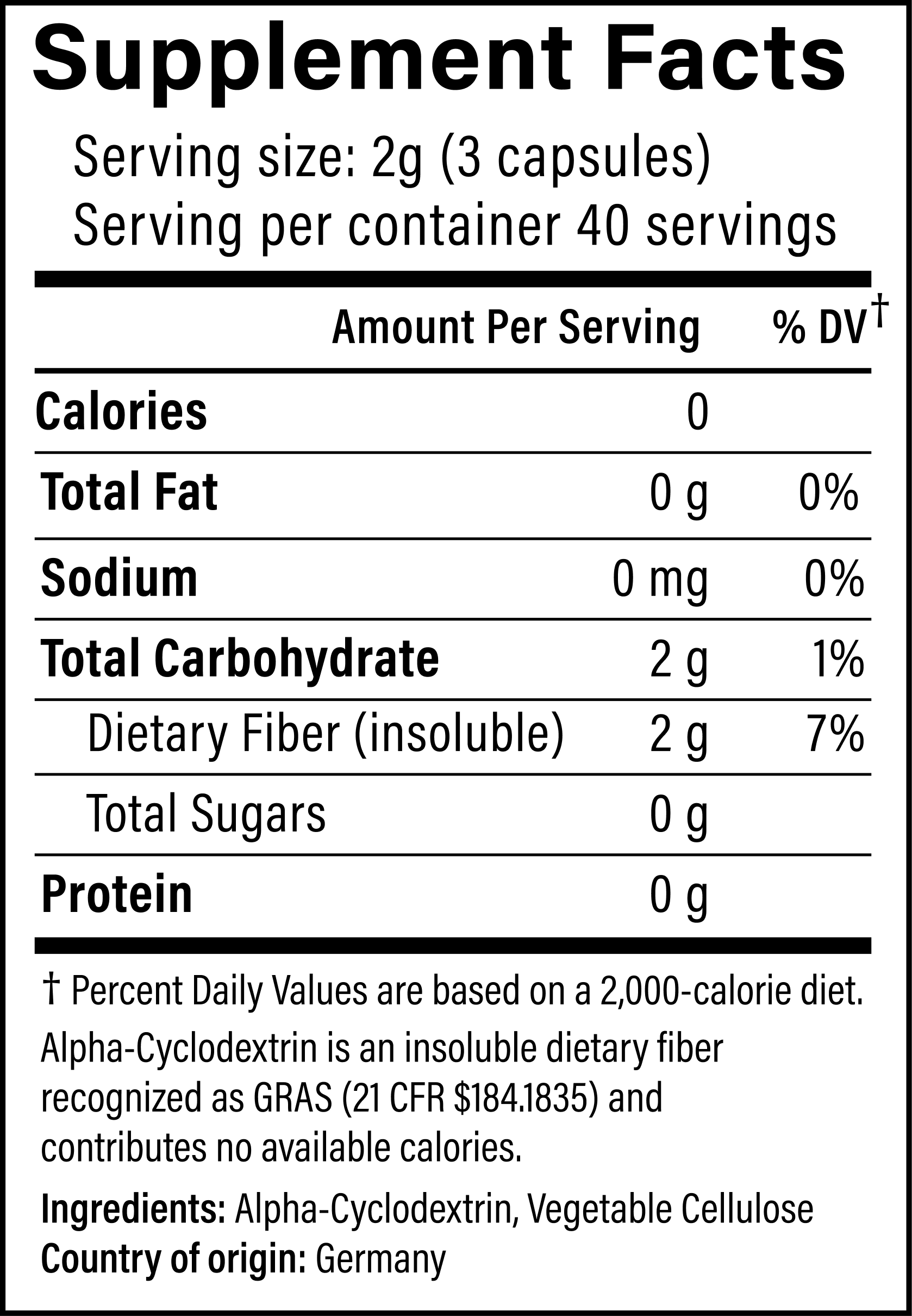 ALF Alpha-Cyclodextrin Fiber - 120 Capsule Supply